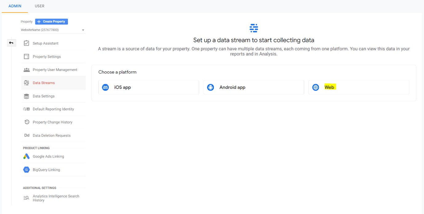 Google analytics data streams